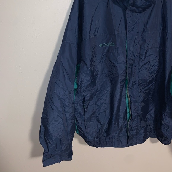 Columbia Blue/Green Hooded Jacket w/ Zipper - Picture 3 of 6